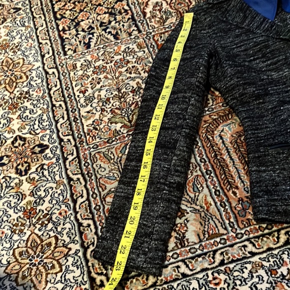 Fabulous black with white lines wool blend jacket with snap front. - Picture 14 of 15